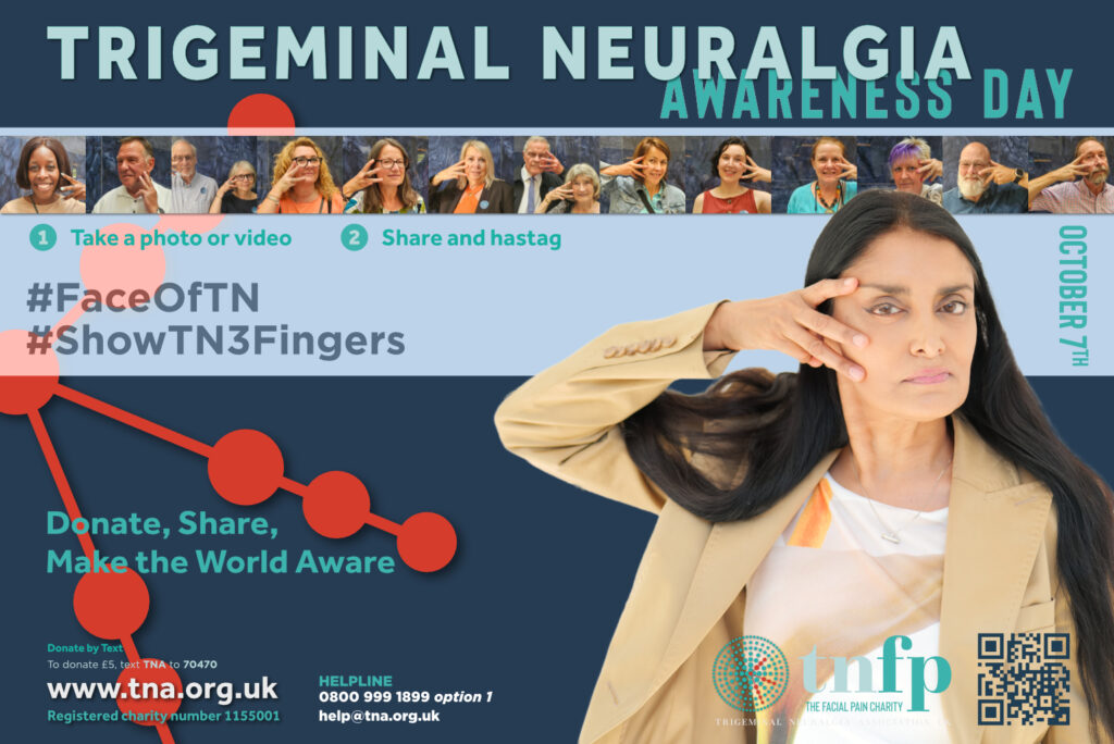 On 7 October – International Trigeminal Neuralgia Day – join Grace’s 20-mile walk, our national benefits webinar, and the Show TN the Three Fingers challenge to make TN visible