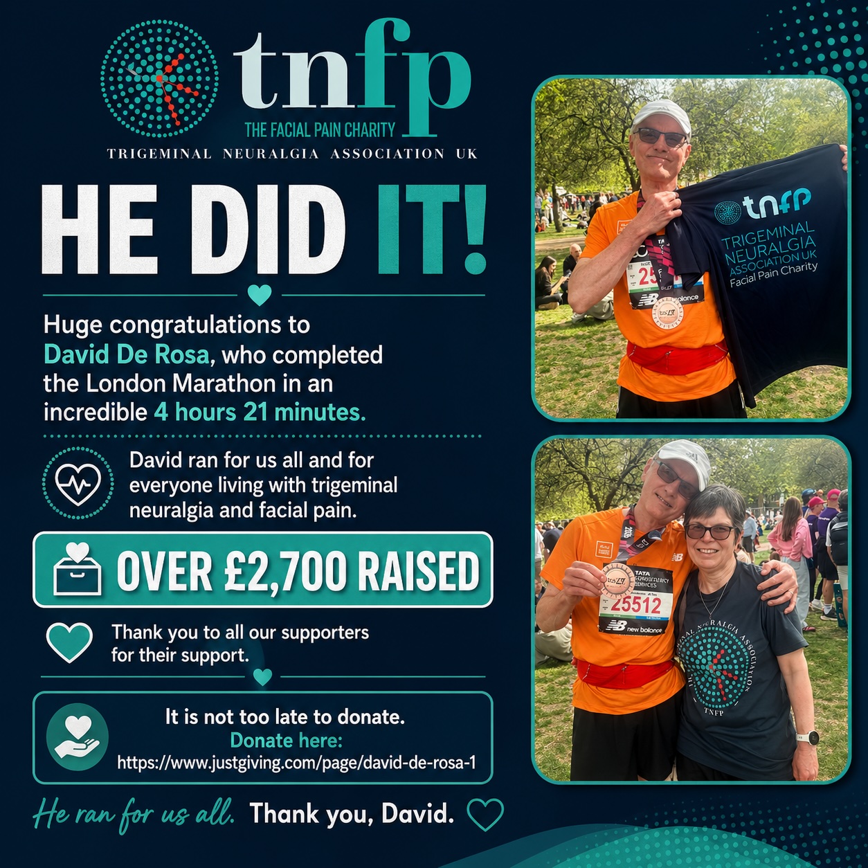 David De Rosa fundraising for TNA UK