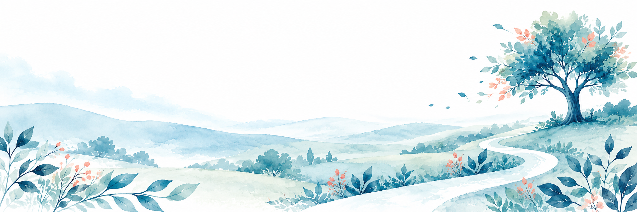 Serene watercolour hillside and path, used as part of TNA UK's legacy giving page visual series.
