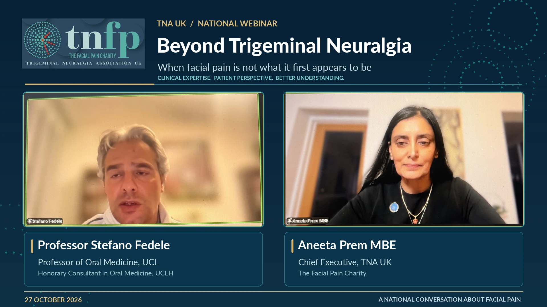TNA UK expert webinar with Professor Stefano Fedele and Aneeta Prem MBE, 27 October 2026